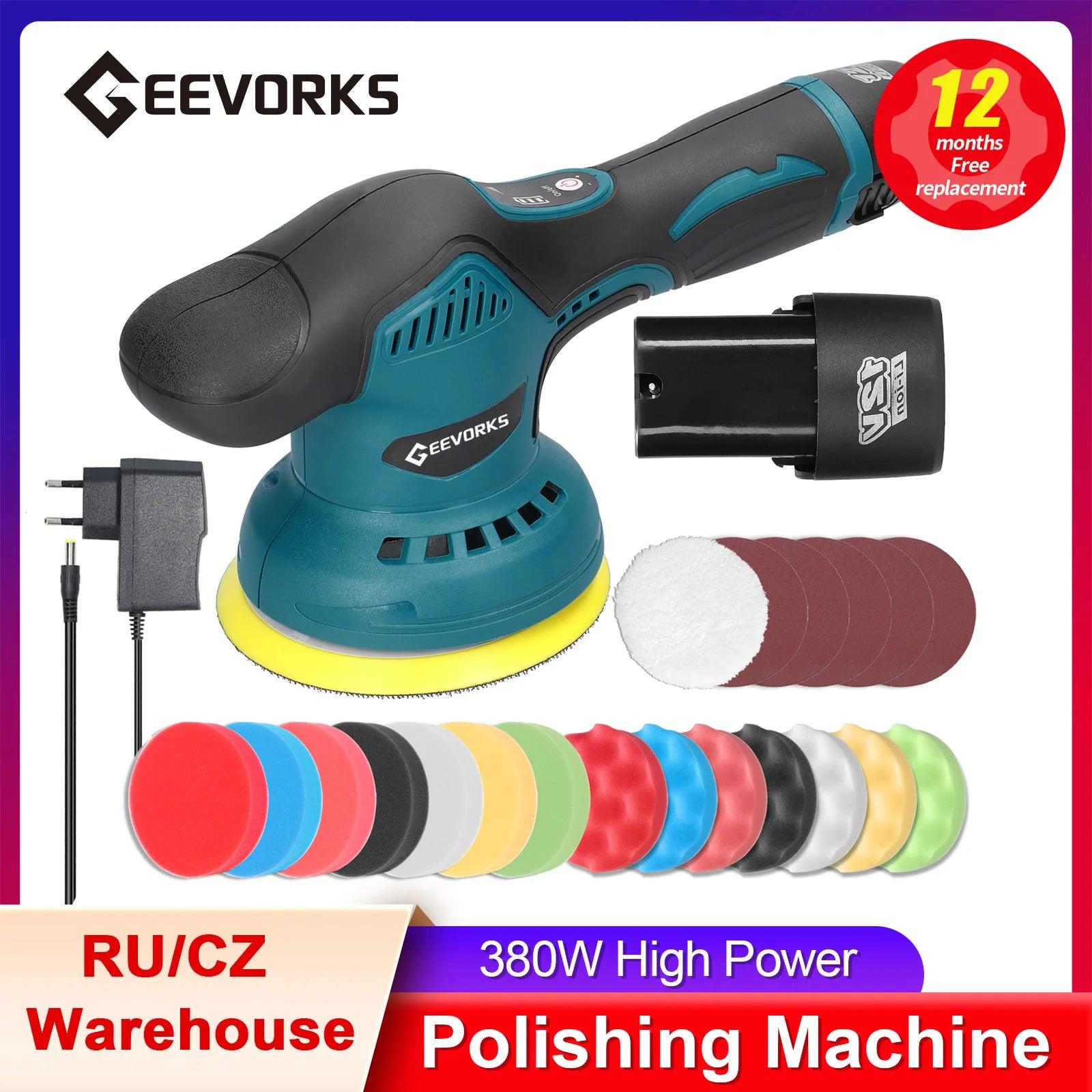 Cordless Eccentric Car Polisher 8 Gears of Speed Adjustable Electric Auto Polishing Machine Waxing Grinding Rust Removal Machine