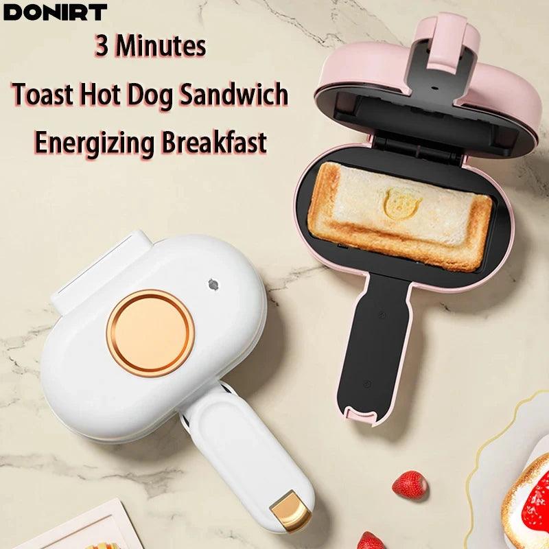 Mini Hot Dog Sandwich Makers Double Side Instant Heating Taco Burrito Machine Non-Stick Grill Spill-Proof Toast Edge Seal Clip