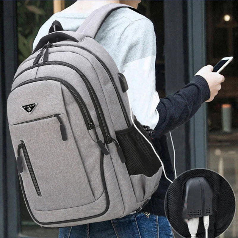 Large Capacity Backpack Men Laptop Backpacks 15.6 Oxford Black Solid High School Bags Teen College Boy Gril Student Backpack  ourlum.com   