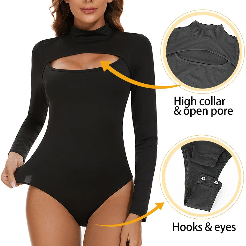 High Collar Tummy Control Corset Bodysuit - Slimming Shapewear for Women