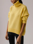 Winter Essential Thick Knit Turtleneck Sweater for Women  ourlum.com Yellow S 