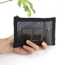 Large Capacity Portable Outdoor Travel Makeup Bag Black Transparent Mesh Storage