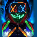 Halloween LED Purge Neon Light Up Mask With LED Gloves