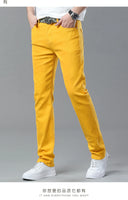 Four Season New Men's Yellow Jeans Fashion Business Casual Straight Denim Stretch Trousers All-match Men's Casual Pants Jeans