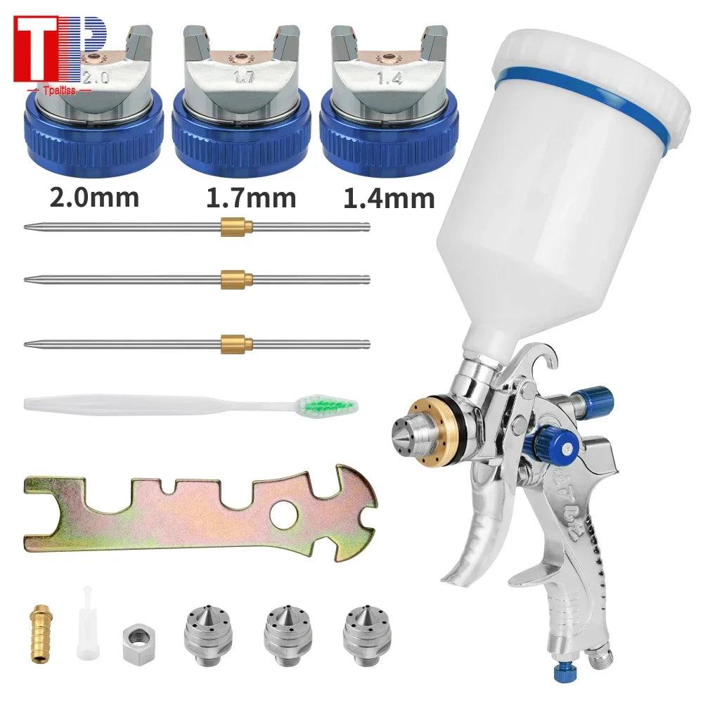 Tpaitlss Professional HVLP Spray Gun 1.4mm 1.7mm 2.0mm Nozzle Gravity Airbrush DIY Spray Kit For Car Painting  ourlum.com   