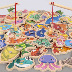 Wooden Magnetic Fishing Game: Educational Parent-Child Toy for Marine Life Exploration