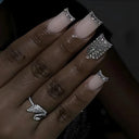 French False Nails Chic Nude White Short Square Tips Glue