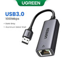 High-Speed UGREEN USB Ethernet Adapter for Laptop, PC,  Mi Box, Nintendo Switch - 1000Mbps RJ45 Network Card  ourlum.com USB-A Dark Gray Russian Federation 