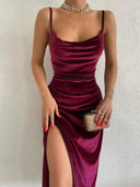 Elegant Velvet Maxi Dress Sophisticated Evening Party Attire