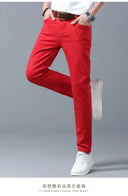 Four Season New Men's Yellow Jeans Fashion Business Casual Straight Denim Stretch Trousers All-match Men's Casual Pants Jeans