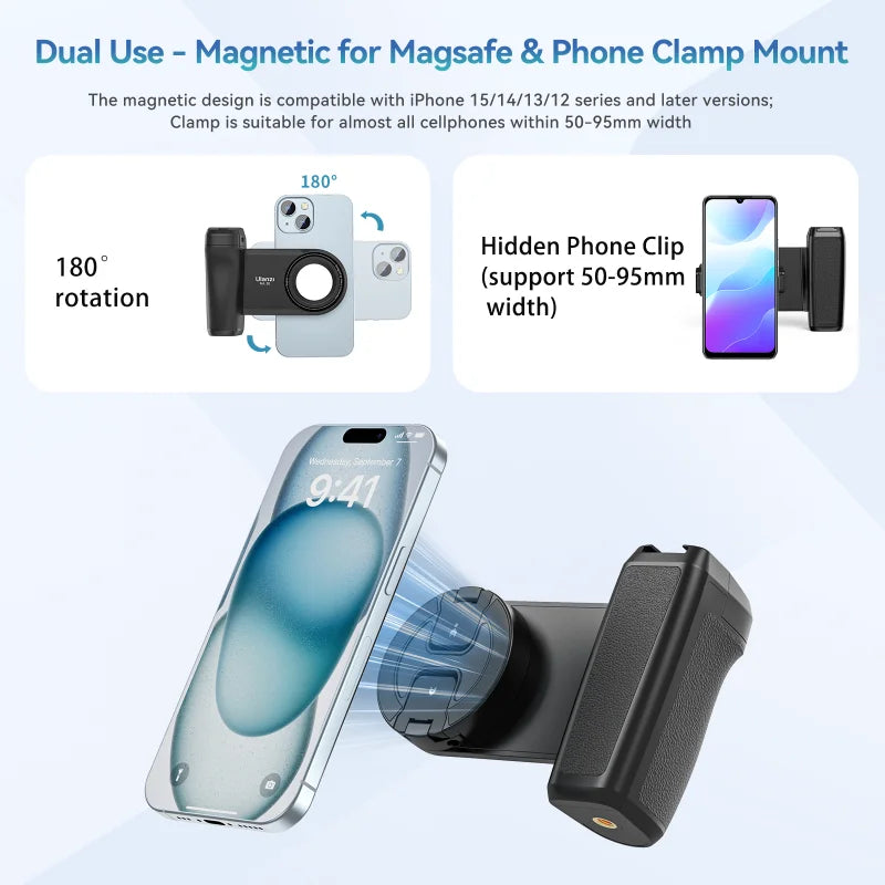 Ulanzi MA35 Phone Selfie Booster Handle Grip Bluetooth Photo stabilizer Holder with Magsafe Shutter Release iPhone Mobile Stand