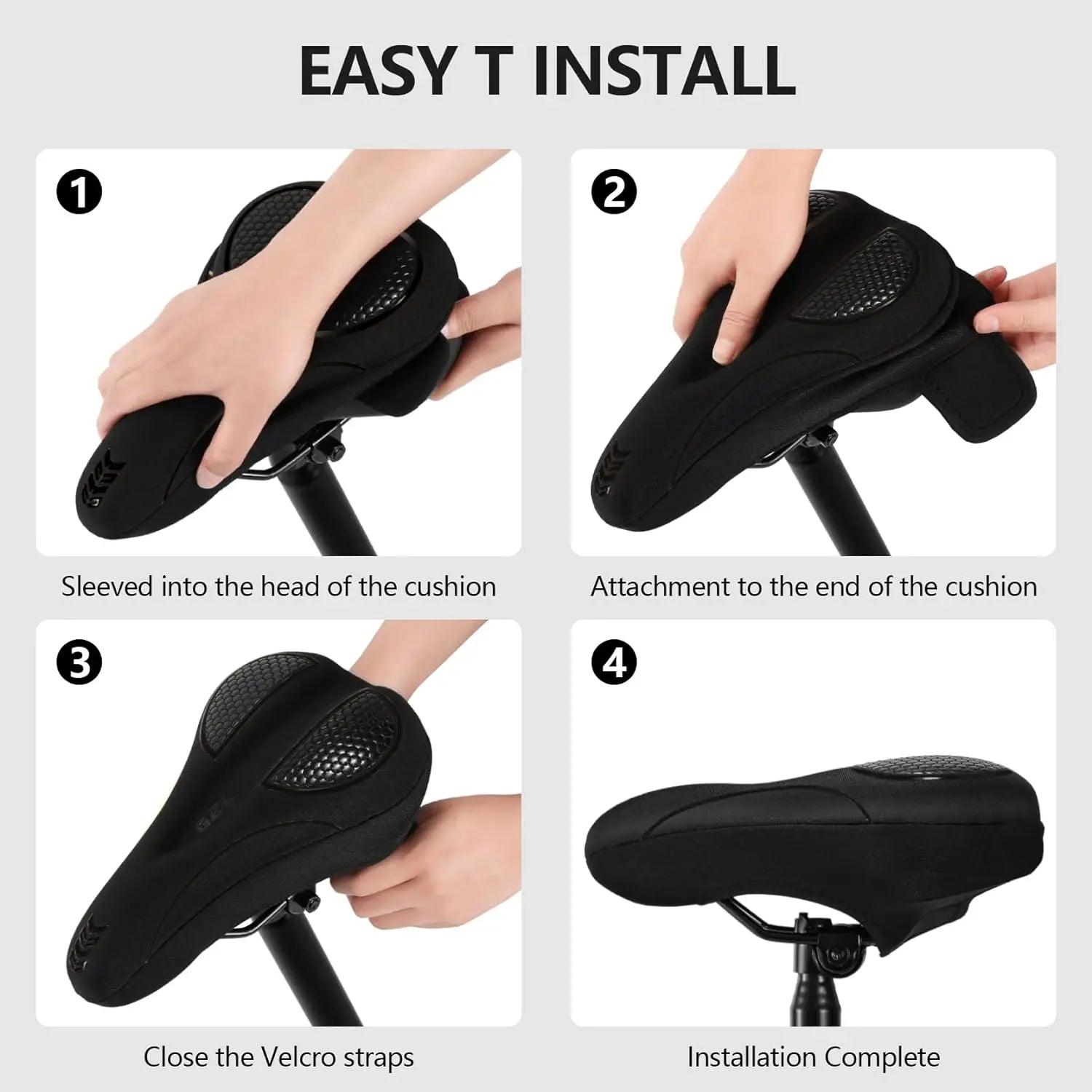 Gel Bike Seat Cushion Cover - Ultra Comfortable Padded Seat for Men & Women, Compatible with Peloton & Stationary Bikes