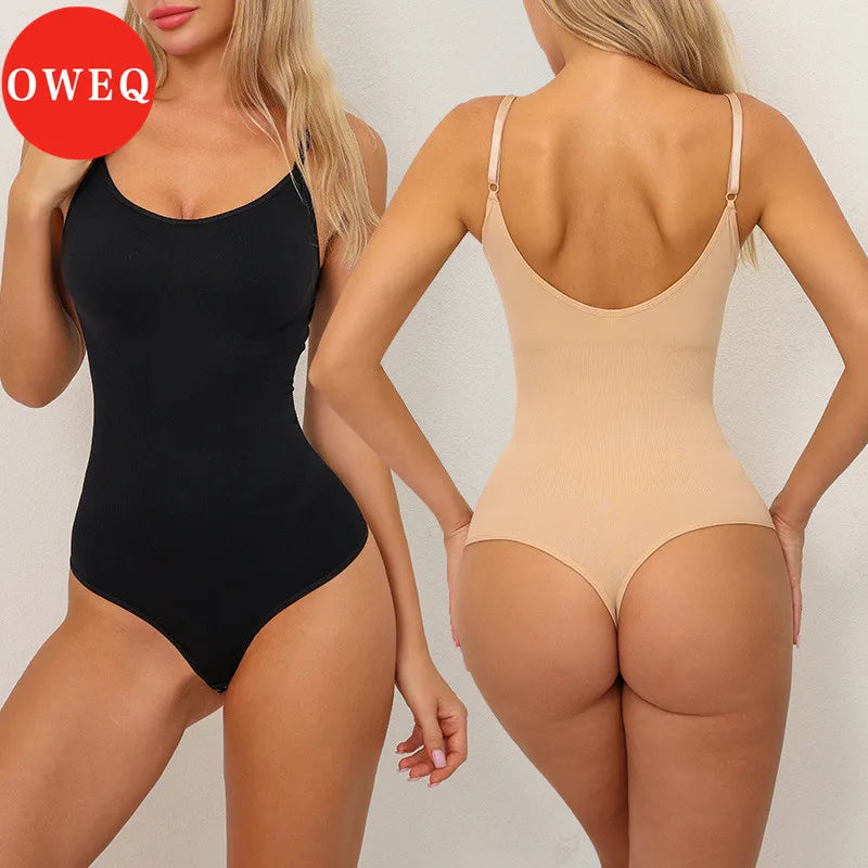 OWEQ Women's Tummy Control Thong Bodysuit - Sculpting Shapewear for All-Day Comfort