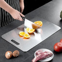 Titanium Cutting Boards for Kitchen Double-Sided Chopping Board 304 Stainless Steel Food Cutting Mat Serving Tray for Cooking