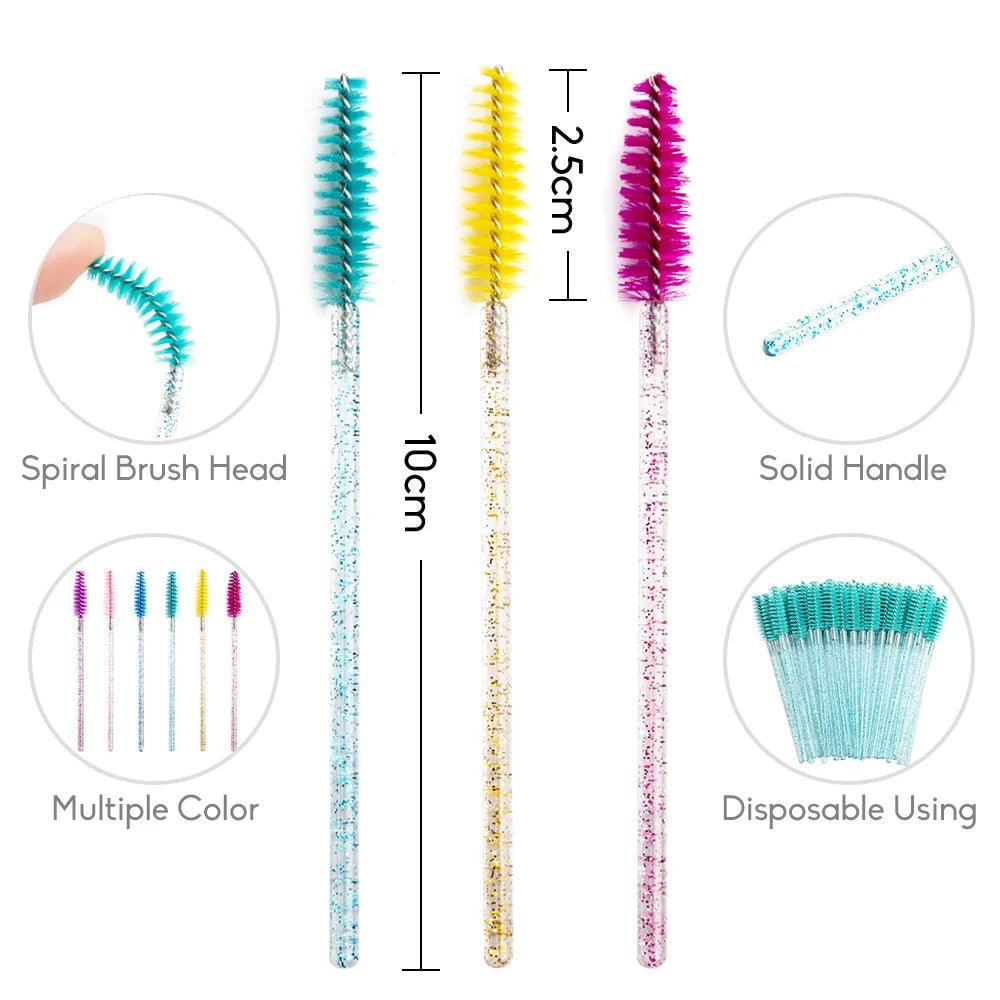 Disposable Crystal Eyelash Brush Comb Set - Eyelash Extension Mascara Wands Makeup Beauty Tool  ourlum.com   
