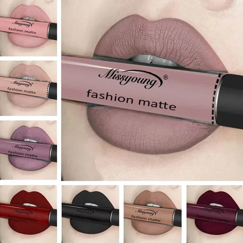 New Brand Makeup Lipstick Matte Lipstick Brown Nude Chocolate Color Liquid Lipstick Lip Gloss Matte Batom  ourlum.com   