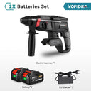 Yofidra 26mm Brushless Electric Hammer Electric Pick Impact Drill Multi-function Cordless Rotary Tool For Makita 18V Battery  ourlum.com 2Xbattery option 5 france 