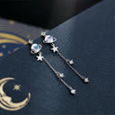 2023 Korean New Light Luxury Zircon Moon Star Earrings