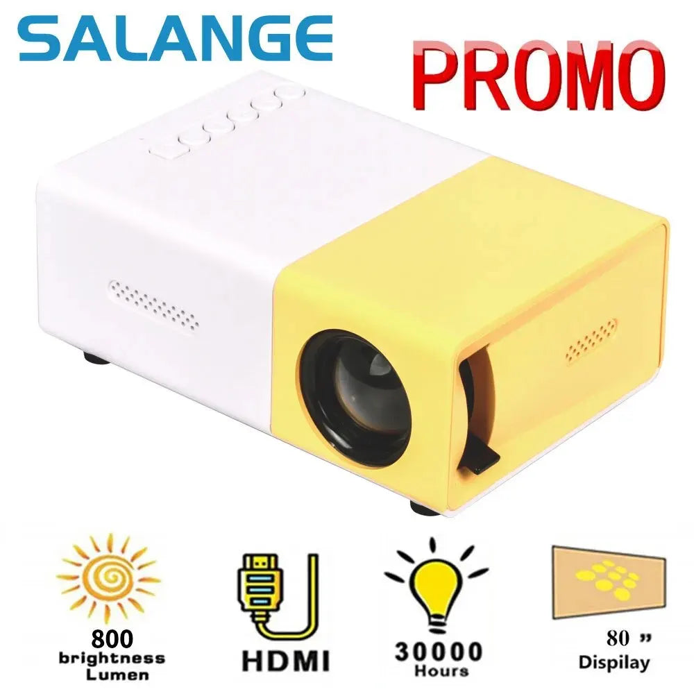 Salange YG300 Mini LED Projector - 1000 Lumens, HDMI & USB Compatible, Portable Home Media Beamer with Focus Zoom