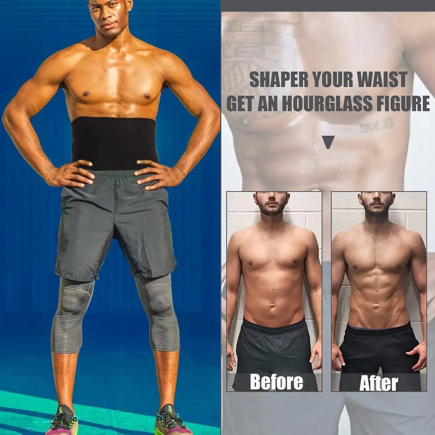 Waist Trainer Trimmer Sweat Belt Band for Men Lower Belly Fat Sauna Slimming Suit Workout Body Shaper