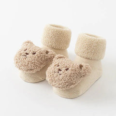 Adorable Cotton Bear Baby Socks: Winter Non-Slip Footwear for Infants