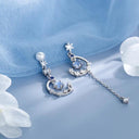 2023 Korean New Light Luxury Zircon Moon Star Earrings