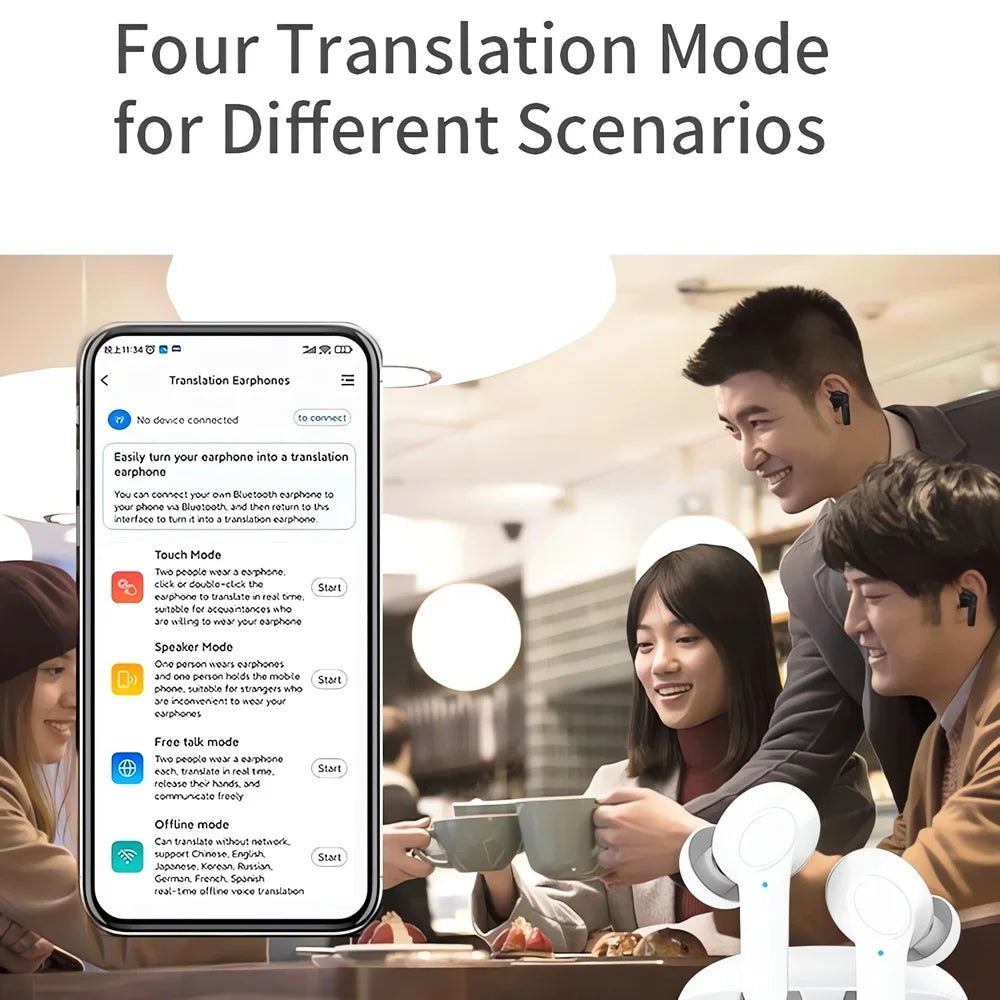 New 144 Languages Smart  Translate Earbuds  Real Time Voice Translator Support Online OffLine 4 Translation Mode 98% Accuracy