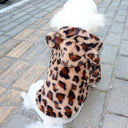 Leopard Print Fleece Dog Hoodie Coat for Small Dogs: Warm & Stylish Pet Attire  ourlum.com   