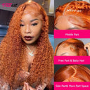 Ginger Orange Deep Wave Lace Front Wig Remy Hair Women