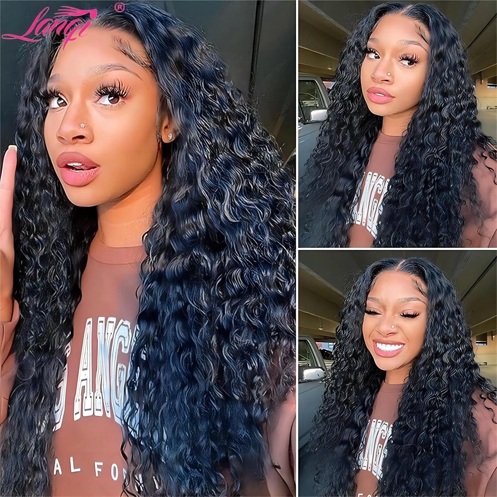 Luxurious 250 Density Deep Wave Lace Front Wig with HD Transparent Lace - Premium Brazilian Remy Hair - Versatile Styling Options - Quick Shipping  ourlum.com   