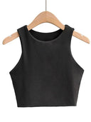 2023 Summer Collection Women's Sleeveless Double Nylon Tank Tops - Elegant O-neck Design  ourlum.com   