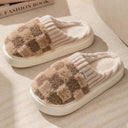 Cozy Plaid Cotton Slippers for Men & Women Warm Stylish