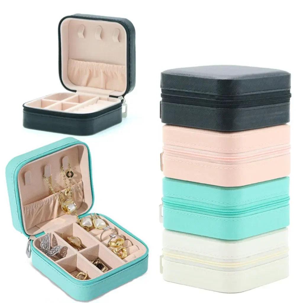 Compact Mini Jewelry Organizer Travel Case - Elegant Jewelry Box for Earrings, Necklaces, and Rings  ourlum.com   