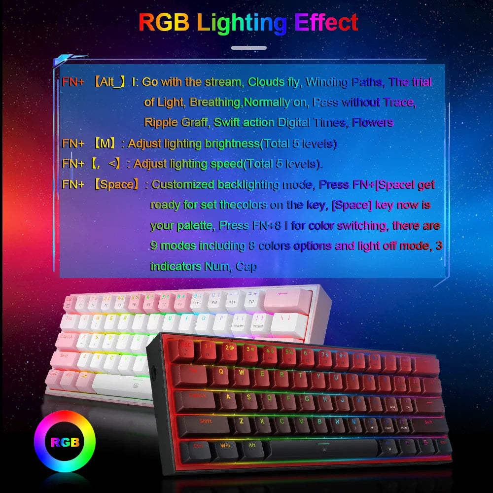 REDRAGON Fizz K617 RGB Mini Gaming Keyboard: Portable & Customizable  ourlum.com