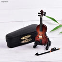 8cm Collection Decorative Ornaments Mini Violin Wooden Gifts