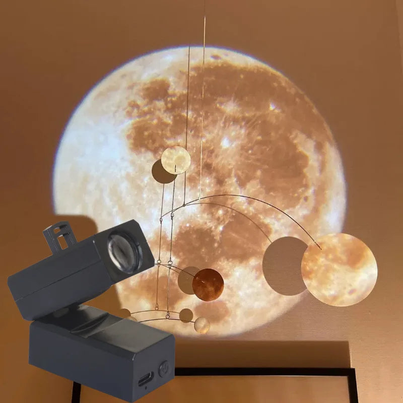 Earth Moon Projection Lamp Rechargeable Star Projector Planet Projector Background Atmosphere Led Night Light Kids Bedroom Decor