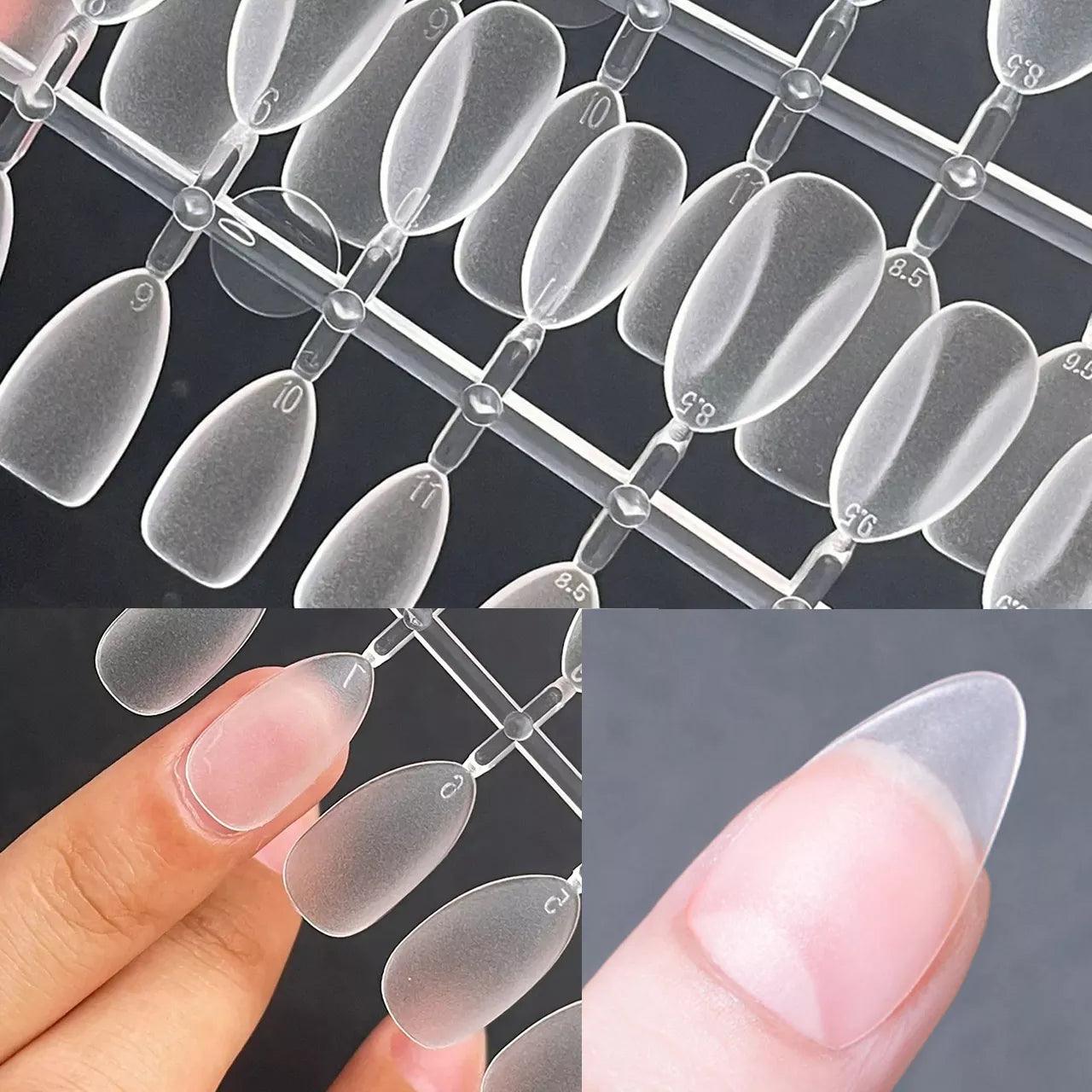 Petite Clear Acrylic Nail Tips Set: Matte Finish & Styling Kit with Frosted Look