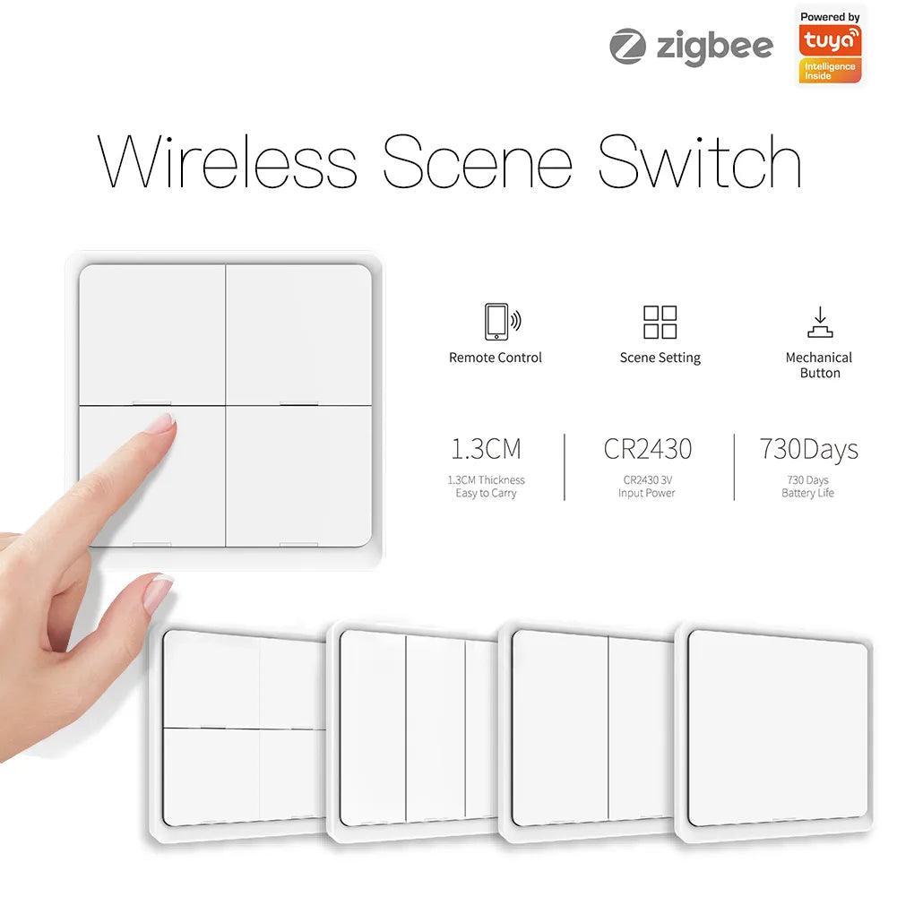 Smart ZigBee 4 Gang Scene Switch with Tap Control and Smart Linkage  ourlum.com   