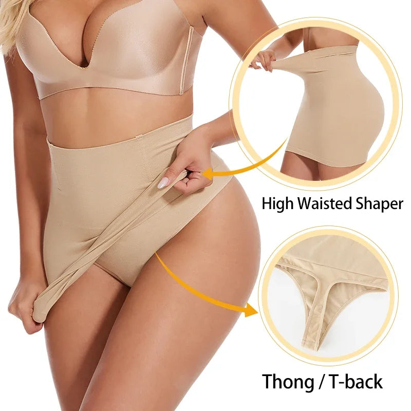 High Waist Tummy Control Half Slip Shapewear with Built-in Panties for Women