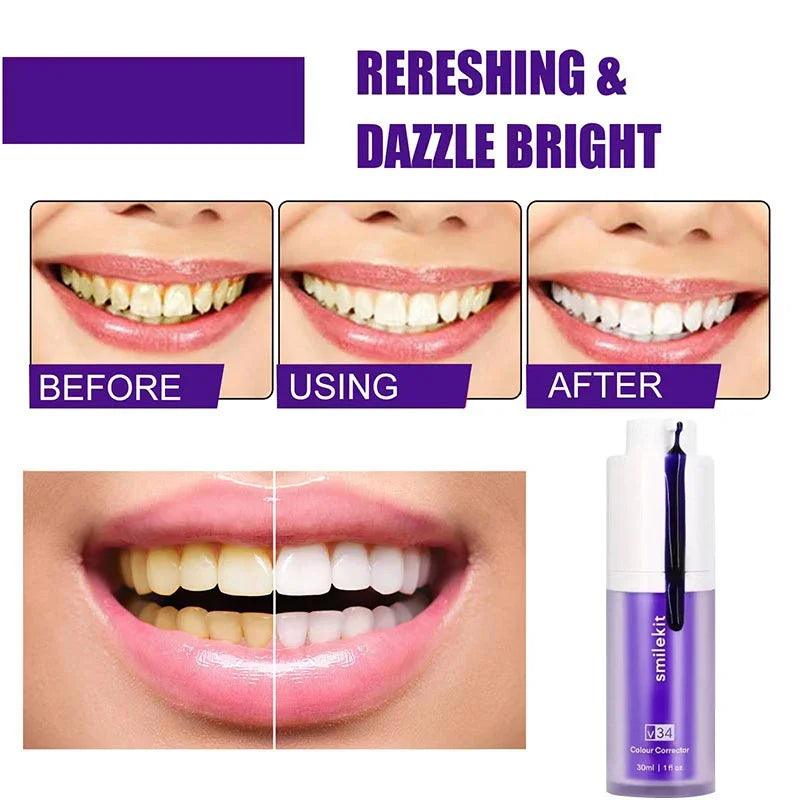 Smilekit V34 Toothpaste Whitening Teeth Repair Teeth White Brightening Tooth Care Purple Corrector Toothpaste Reduce Yellowing  ourlum.com   