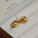 Chunky Dome Gold Teardrop Earrings Vintage Stainless Steel Hoops