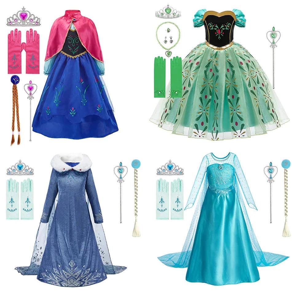 Fantasy Snow Queen Princess Dress for Little Girls - Elsa Anna Inspired Floral Costume  ourlum.com   
