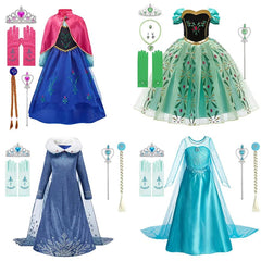 Enchanting Snow Queen Princess Floral Costume - Elsa Anna Inspired Fantasy Dress.