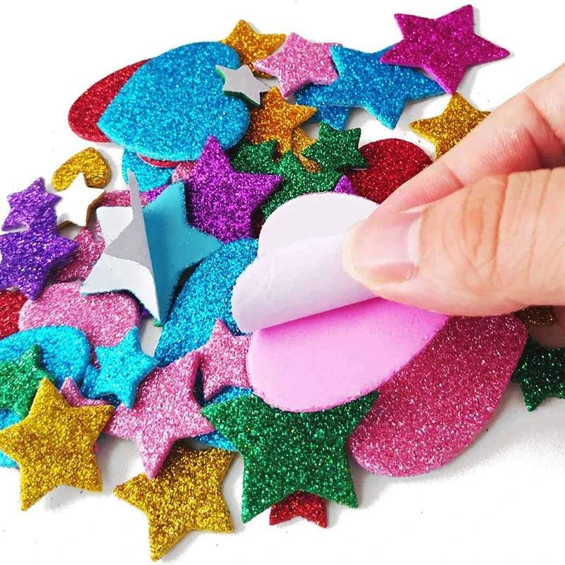 Colorful Glitter Foam Stickers: Sparkle Hearts Stars Craft Kit Kids Love  ourlum.com   