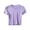 Women's Casual Short Sleeve Crop Top Slim Fit Tee for Workout