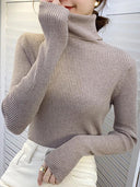 Cozy Chic Slim Fit Turtleneck Sweater for Fall Fashion