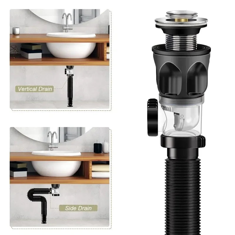 Bathroom Sink Clogger Retractable Strainer: Easy Install Universal Anti-Clog Drain  ourlum.com   