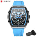 CURREN Men's Colorful Multi-Functional Tonneau Quartz Watch