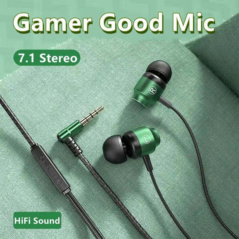 Enhanced Gaming Experience Wired Earphones - Green Metal HiFi Bass Stereo 3.5mm Type C Earbuds With Mic  ourlum.com   