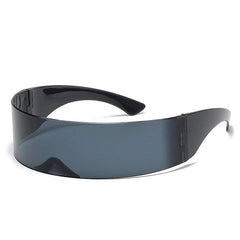 Futuristic Cyberpunk Wrap Around Sunglasses with Silver Mirror Lenses for Men and Women